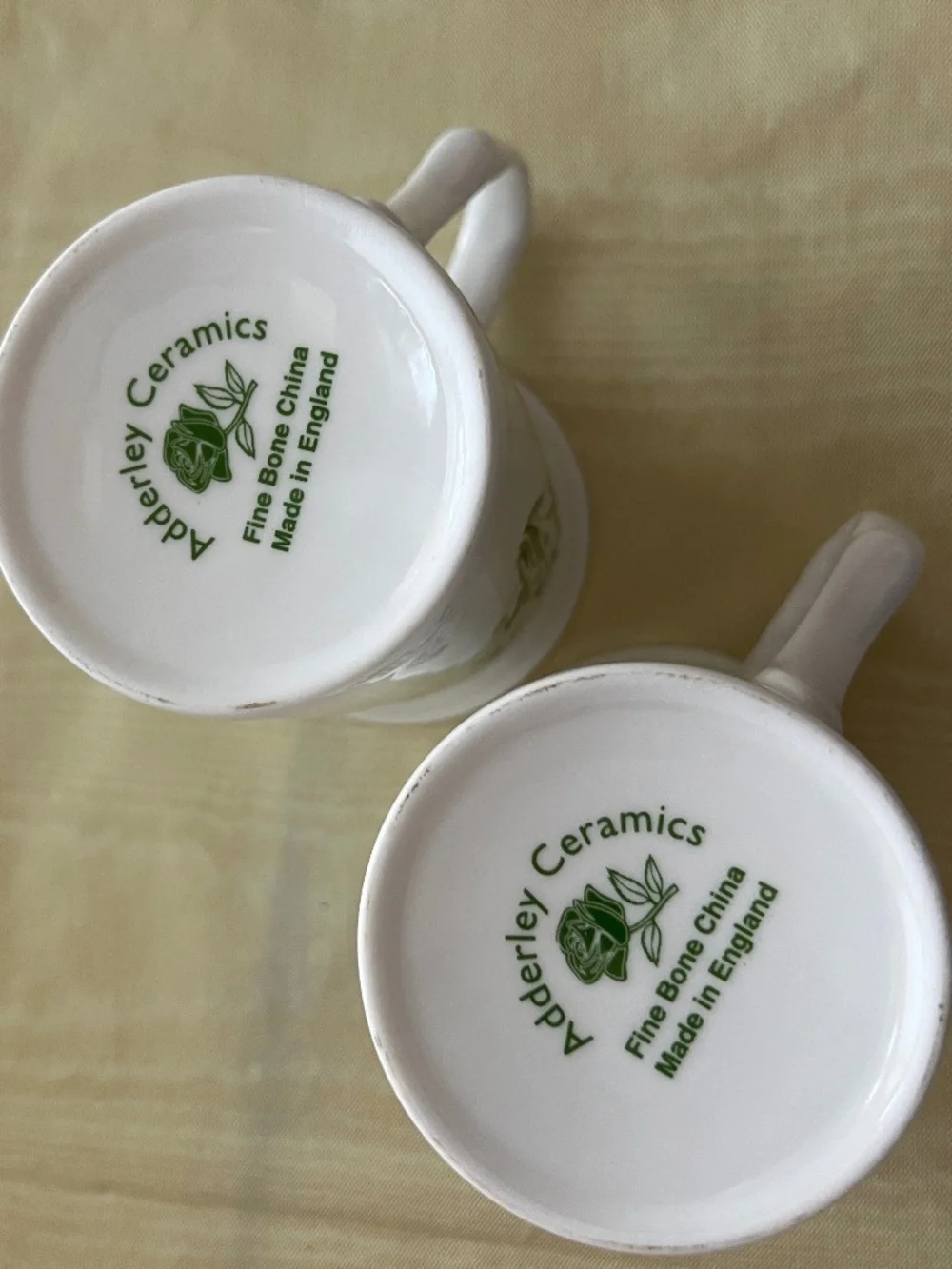SNOWDROP FINE BONE CHINA MADE ENGLAND by ADDERLEY TWO MUGS 4
